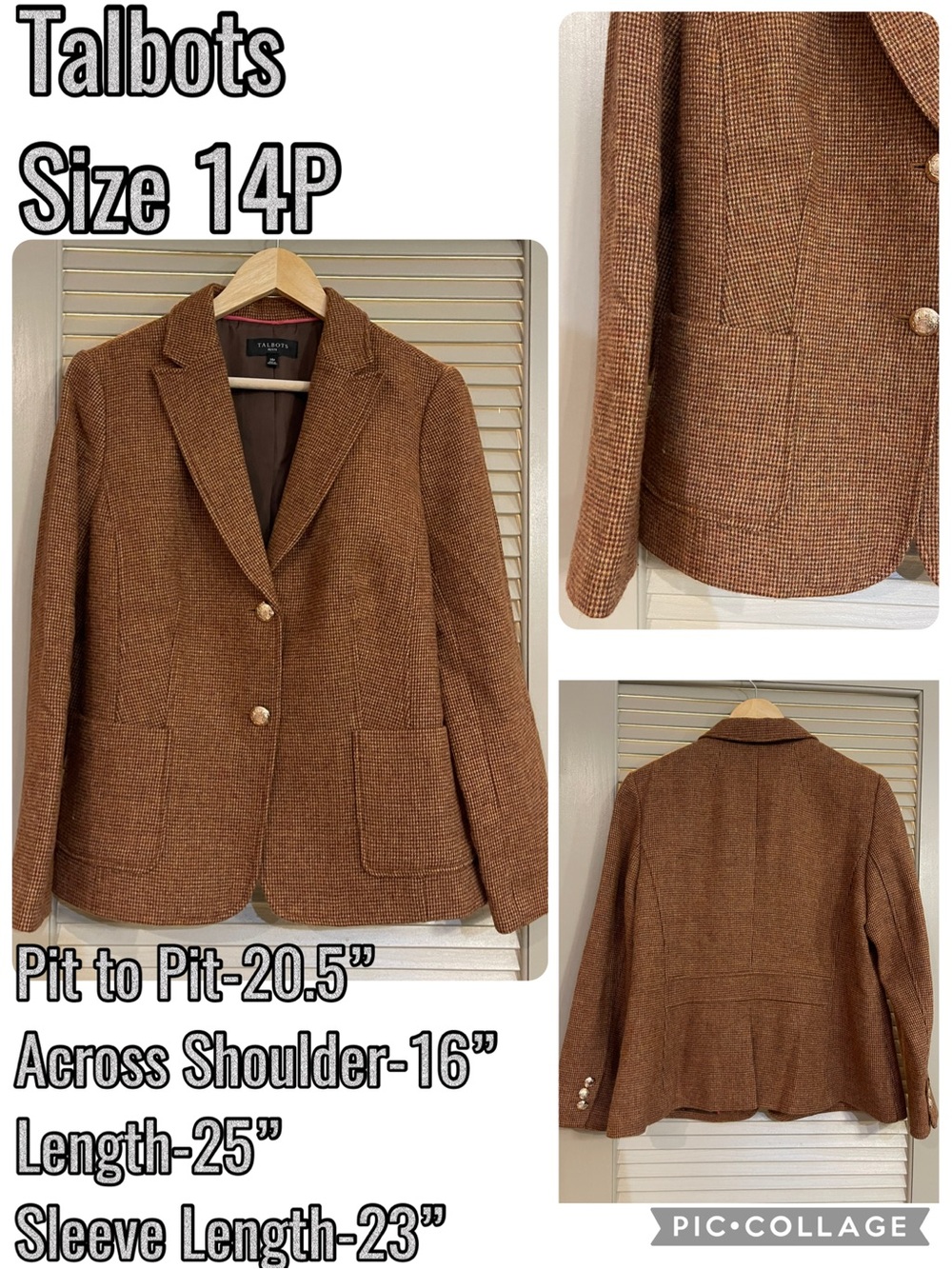 Talbots Brown Herringbone Tweed Blazer